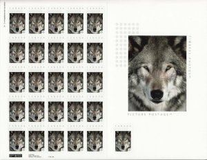 GREY WOLF = Picture Postage Sheet 25+1 with Souv ENLARGEMENT Canada 2014 MNH p72