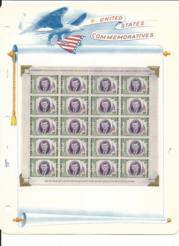 Guinea Collection, John F Kennedy, 6 White Ace Pages Mint NH Sets, Sheets