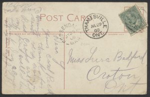 1908 Rossendale MAN Split Ring Postmark On Post card to Croton ONT