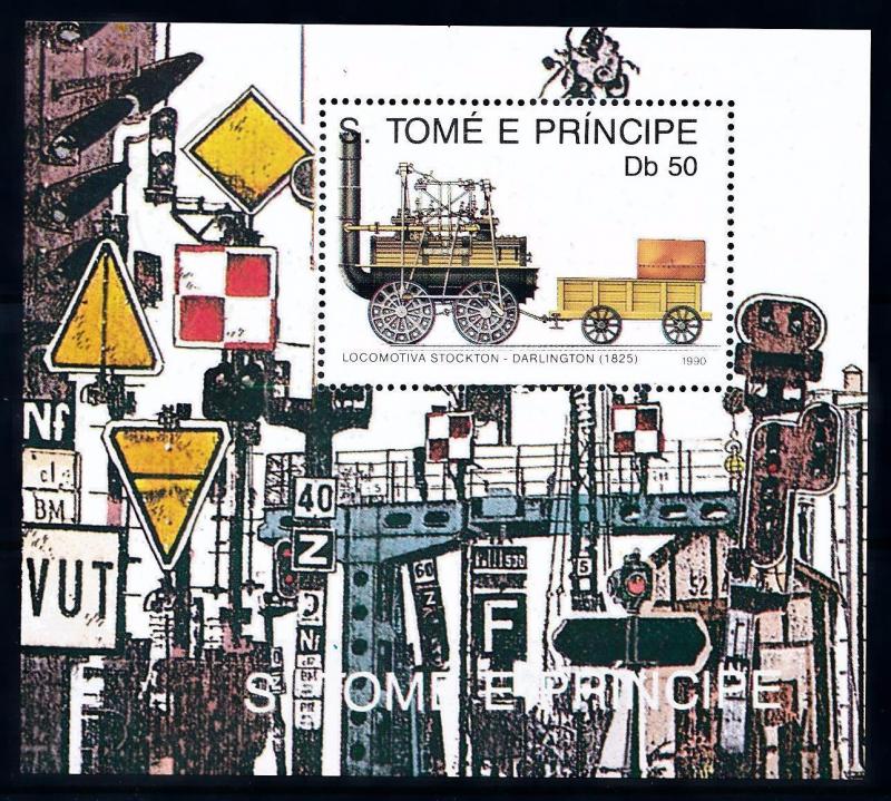 [63525] Sao Tome & Principe 1990 Railway Train Eisenbahn Souvenir Sheet MNH