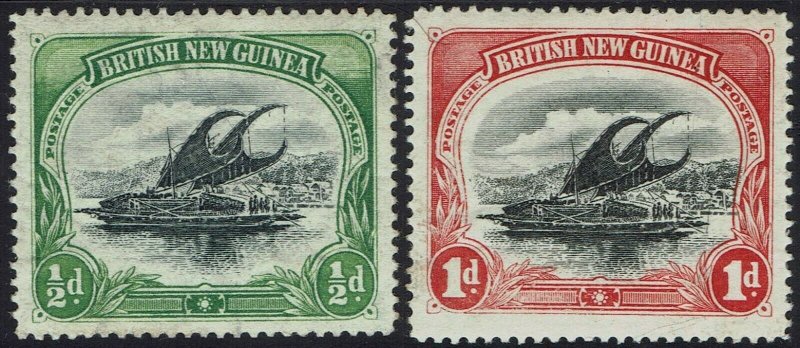 PAPUA 1901 LAKATOI BRITISH NEW GUINEA ½D AND 1D HORIZONTAL WMK  