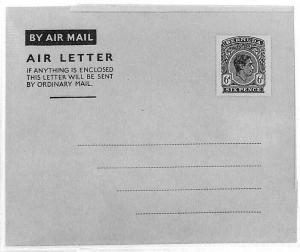 Bermuda KGVI Six Pence 6d Air Letter Unused Cover Postal Stationery PTS GG206
