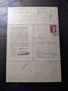 1945 Germany Concentration Camp Folded Letter Cover Auschwitz to Warsaw Poland