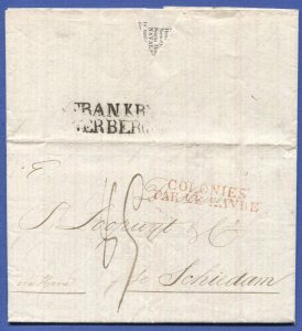 US 1827 NYC Stampless Cover to Netherlands, COLONIES / PAR LE HAVRE + FRANKRYK