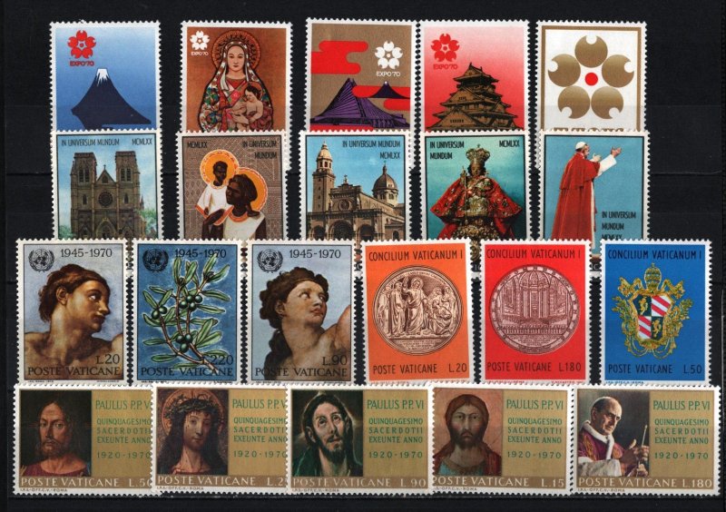 VATICAN 1970 COMPLETE YEAR SET OF 21 STAMPS MNH