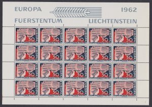 Liechtenstein Clasped Hands Europa 1 1c Full Sheet 1962 Def SC#370 SG#413