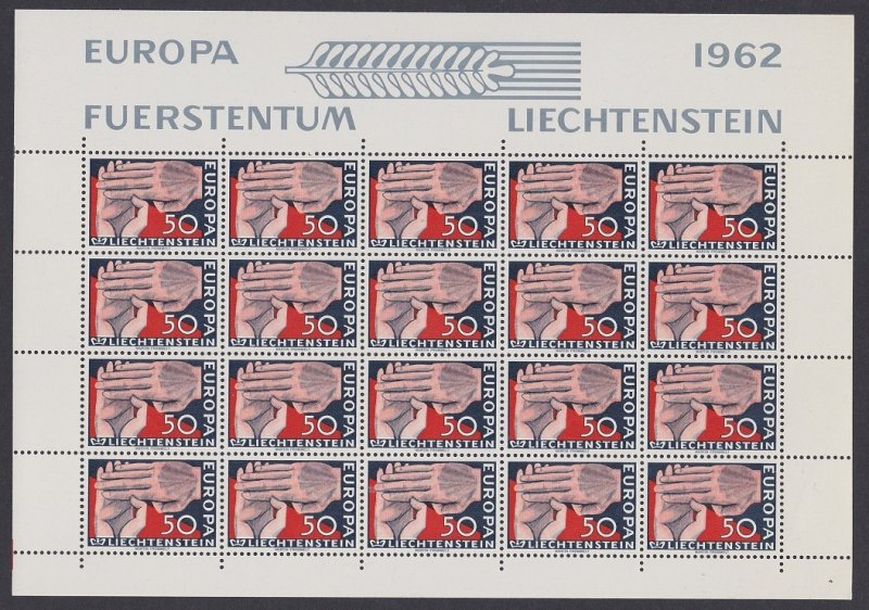 Liechtenstein Clasped Hands Europa Full Sheet 1962 MNH SC#370 SG#413