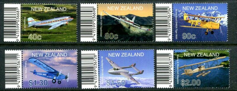 New Zealand 1714 -1718  MNH Aircraft Tab Set 2001