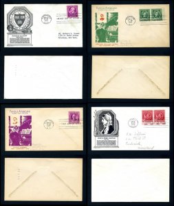 Lot of 4 Cacheted and Adressed First Day Covers from 1940 Lot # 1