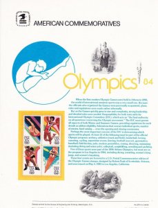 USPS Commemorative Panel 215 Olympics '84 #2082-85 Blk/4 Mint 1984 