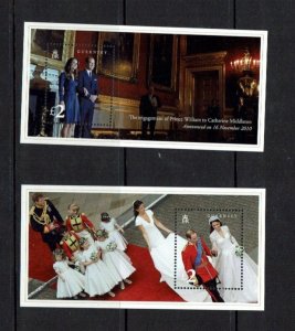 Guernsey: 2011, Royal Wedding, Prince William, 2 Miniature Sheets  MNH 