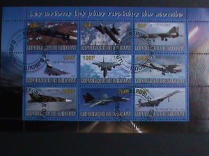 ​DJIBOUTI-2010- WOLRLD FAMOUS AIR FIGHTERS- CTO SHEET -WE SHIP TO WORLD WIDE