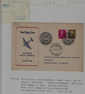 Denmark/Uruguay airmail cover 30.11.46+