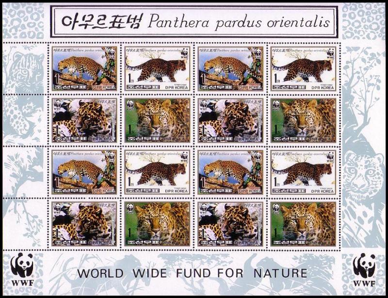 North Korea WWF Amur Leopard Sheetlet of 4 sets SG#N3803/3806 SC#3784-87