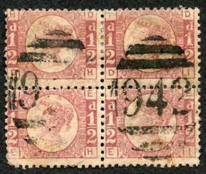 CYPRUS GB 1/2d Plate 11 Block Cancelled with 942 of LARNCA Very RARE SGZ14