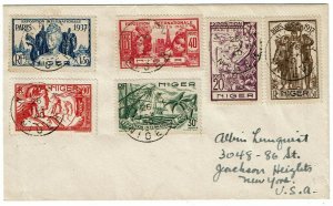 Niger 1940 Niamey cancel on cover to the U.S., franked Scott 77-82