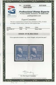 #842 Pair - GP Graded XF 90 Mint NH OG w/PSE Cert. SMQ. $70 (JH 9/17) 