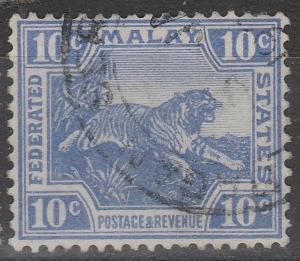 Malaya 1919 Federated Malay States FMS Tiger 4c & 10c Used MCA SG#37&44 M1796