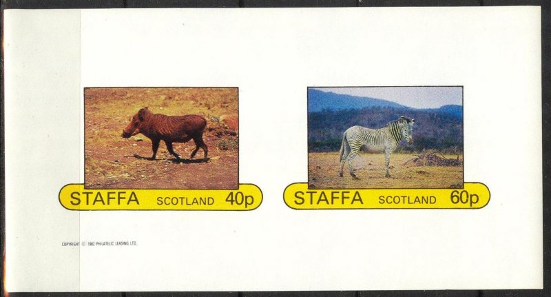 {ST207} Staffa Scotland Animals Zebras Sh. of 2 Imperf. MNH Local Cinderella !!