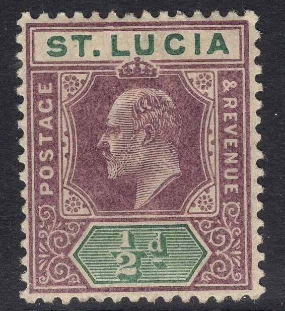 ST.LUCIA SG58 1902 ½d DULL PURPLE & GREEN MTD MINT