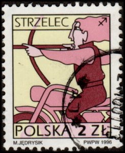 Poland 3287 - Used - 2z Sagittarius / Zodiac (1996) (cv $0.80)