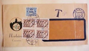 SLOVENSKO TRENCIN 1942 POSTAGE DUE BRATISLAVA COVER