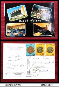 MOROCCO 1982 RABAT HILTIN COFFEE SHOP Picture postcard to HOLLAND with STAMPS