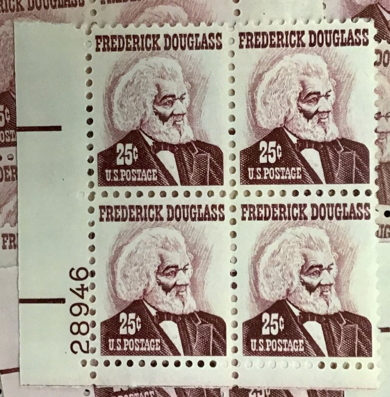 1290 Frederick Douglass, Civil Rights  MNH 25 c 25 plate blocks FV $25.00 1967