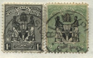 British Central Africa 1895 1d and 2d used