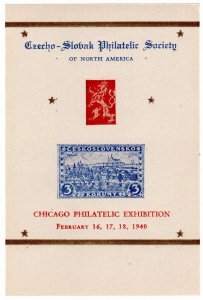 (I.B) Czechoslovakia Postal :  Philatelic Society Exhibition (Chicago 1940)