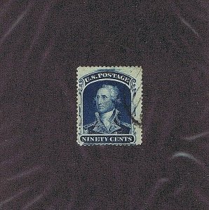 SC# 39 USED, 90 CENT, WASHINGTON, 1860, PARTIAL GRID CANCEL, 2016 PF CERT