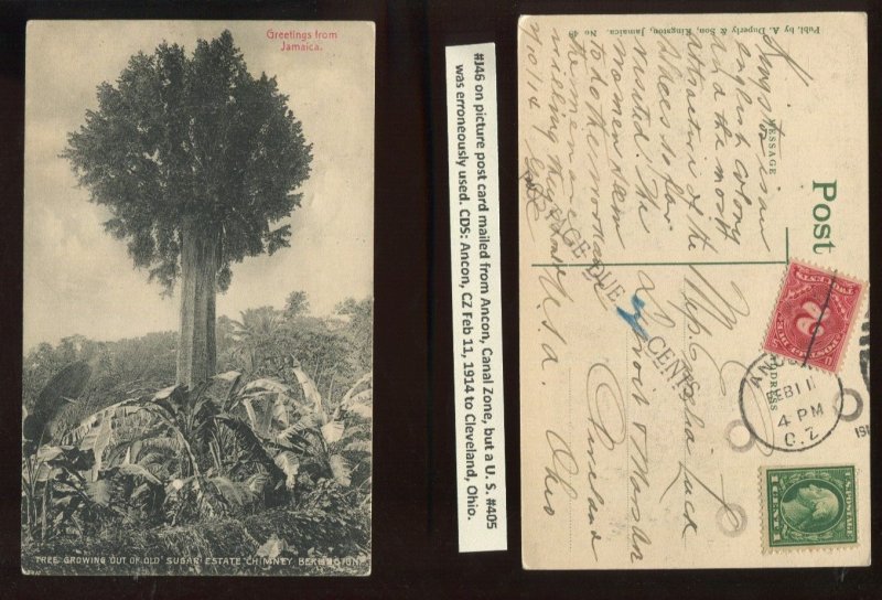 J46 Postage Due on 1914 Picture Postcard Ancon Canal Zone to Ohio LV9061