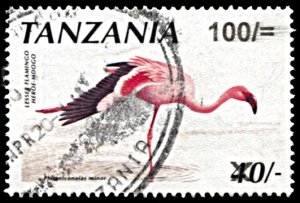 Tanzania 2157, used, Surcharge on Flamingo Issue