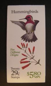 BK201, Scott 2646a, 29c Hummingbirds, #A2212222, MNH Complete Booklet