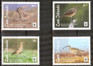 Cook Islands 2017 WWF Birds Bristle - Thighed Curlew Set of 4 MNH