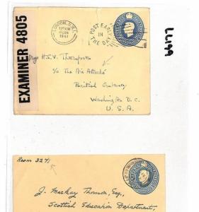 GB WW2 UNDERCOVER DIPLOMATIC MAIL Censor Covers{2} *Air Attache* USA 1940s LL199