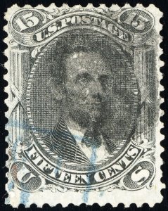US Stamps # 77 Used F-VF Blue Cancel Scott Value $205.00