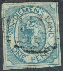 TASMANIA 1853 QV COURIER 1D USED 