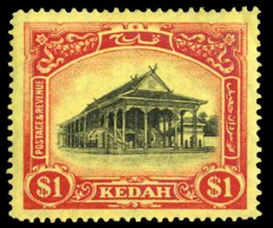 Malayan States - Kedah #42 (SG 37) Cat£80, 1924 $1 scarlet and black, lightl...