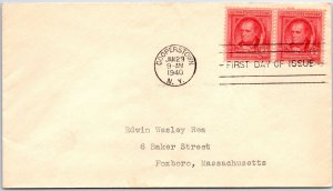 U.S. FIRST DAY COVER PAIR 2c JAMES FENRIDGE COOPER FAMOUS AMERICANS SERIES 1940