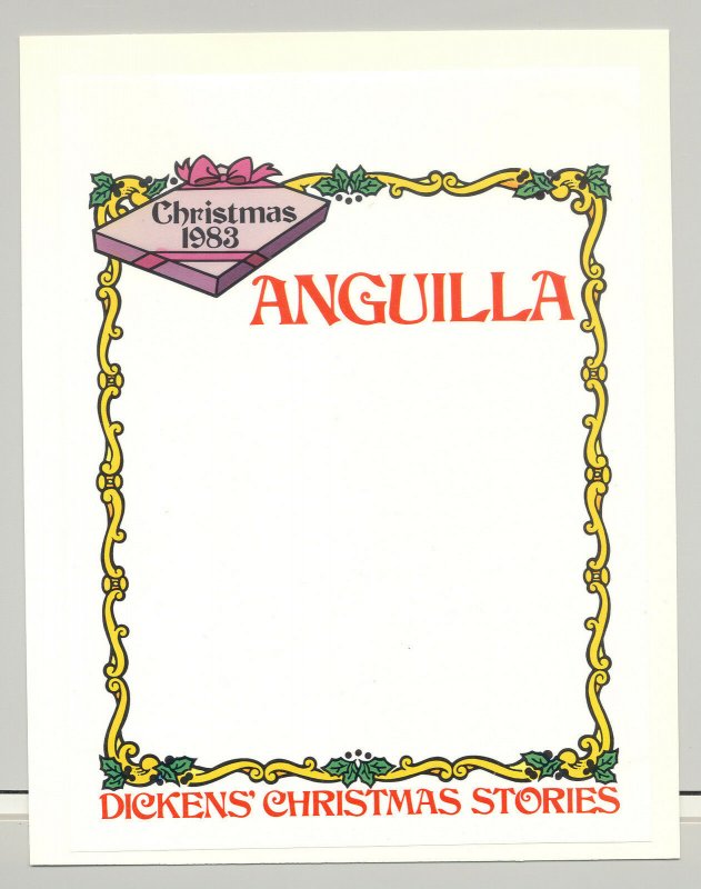 Anguilla 1983 Christmas 1v Imperf Proof of M/S Background Mounted on card