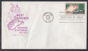 United States Scott 1232 HF FDC - West Virginia State, 100th Anniv.