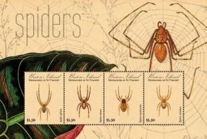 Union Island 2011 - Spiders - Sheet of 4 Stamps - MNH