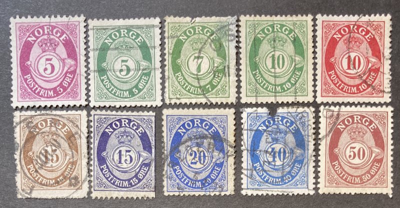 Norway Lot #012221 Post Horn & Crown Used Issues, all different, CV $???