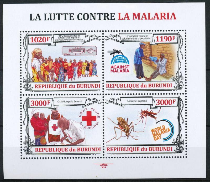 BURUNDI 2013 SHEET bur13207a CONTRE LA MALARIA RED CROSS