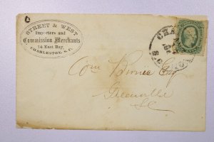 CSA - 1863 Commission Merchants Advertisnig Cover Charleston SC LETTER - L38820