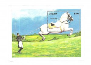 #26706 GUYANA 1992 FAUNA HORSES  S/SHEET YV BL 99 MNH