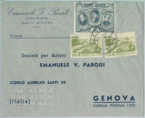 81707  -  PERU - POSTAL HISTORY -   AIRMAIL  COVER to ITALY  1953