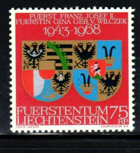 LIECHTENSTEIN #446  1968  ARMS  MINT  VF NH  O.G