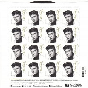 2015 49c Elvis Presley, King of Rock & Roll, Sheet of 16 Scott 5009 Mint F/VF NH